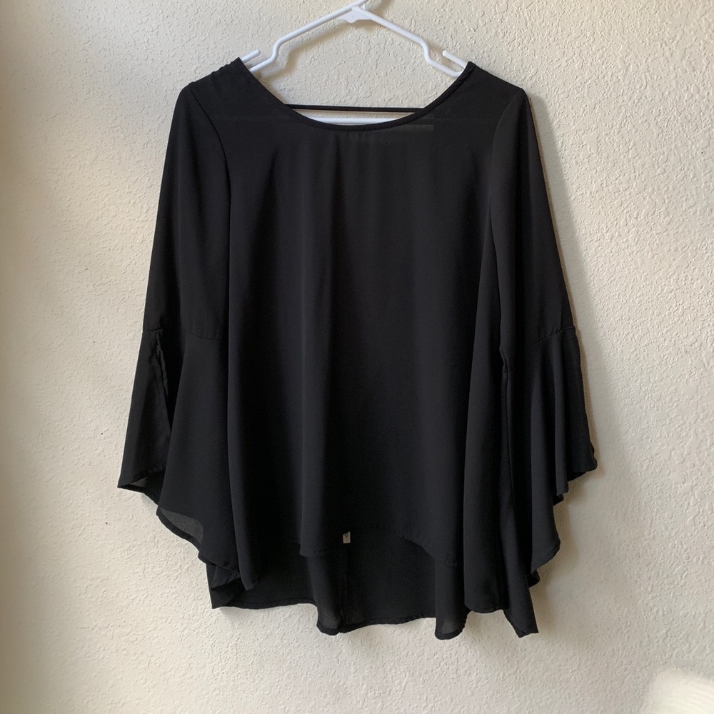 Mittoshop Deep-V Back Black Blouse